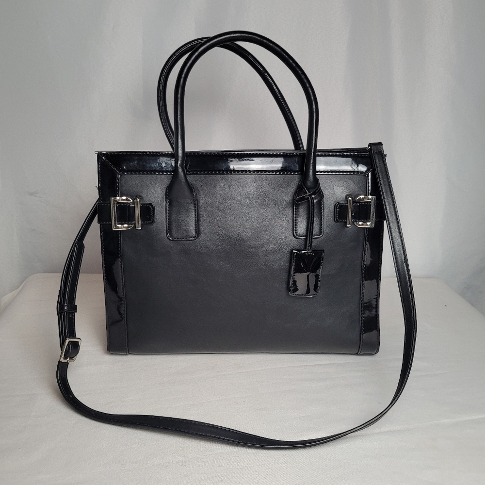Nine West Black Clean Living Triple Compartment Tote Hand/Crossbody Bag